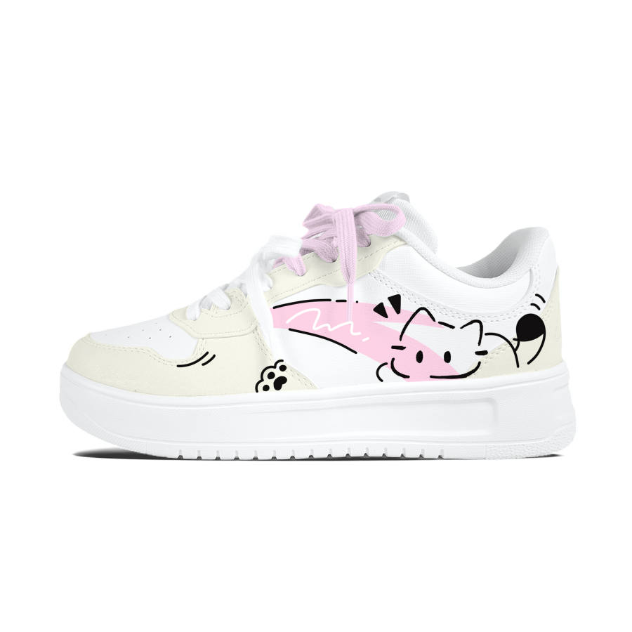 Anta Easy Yellow Pink Cat Cushioning Abrasion Resistant Lightweight Breathable Slip Resistant Women's Skate Shoes