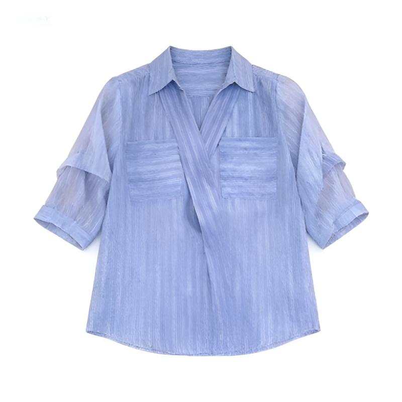 DUSHE Chiffon Shirts Women's Purple Lapel Thin Shirt