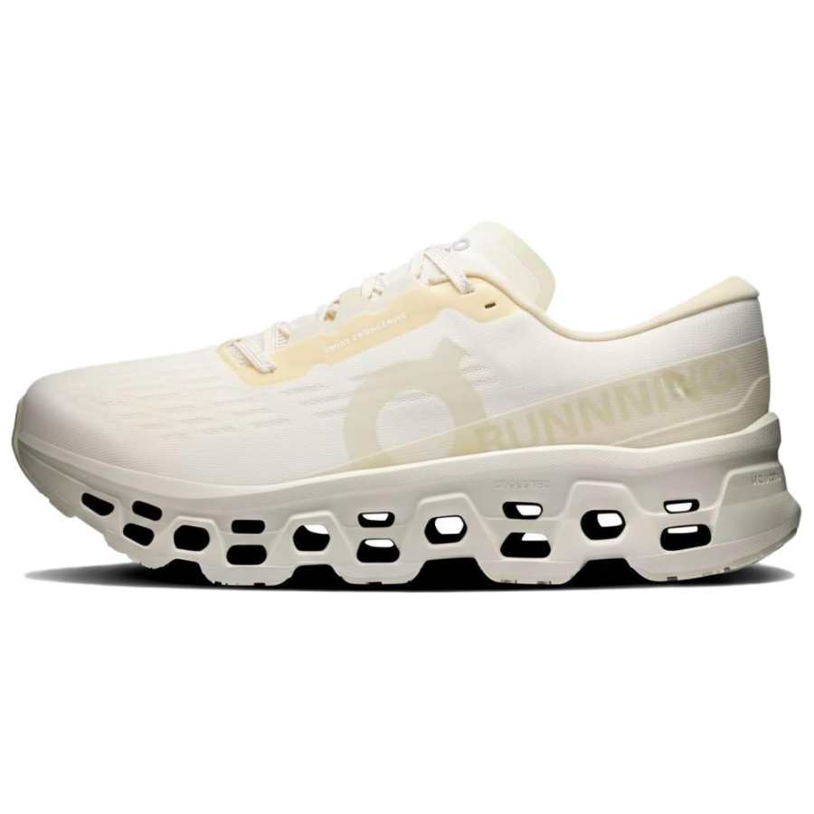 On Cloudmonster 3 Breathable Rebound Running Shoes Men's Milk White