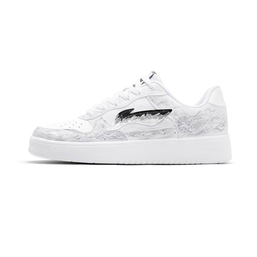 Li-Ning Li Ning Floating Boat Cloud Ink And Flowing Waves Synthetic Leather Slip Resistant, Lightweight, And Breathable Low top