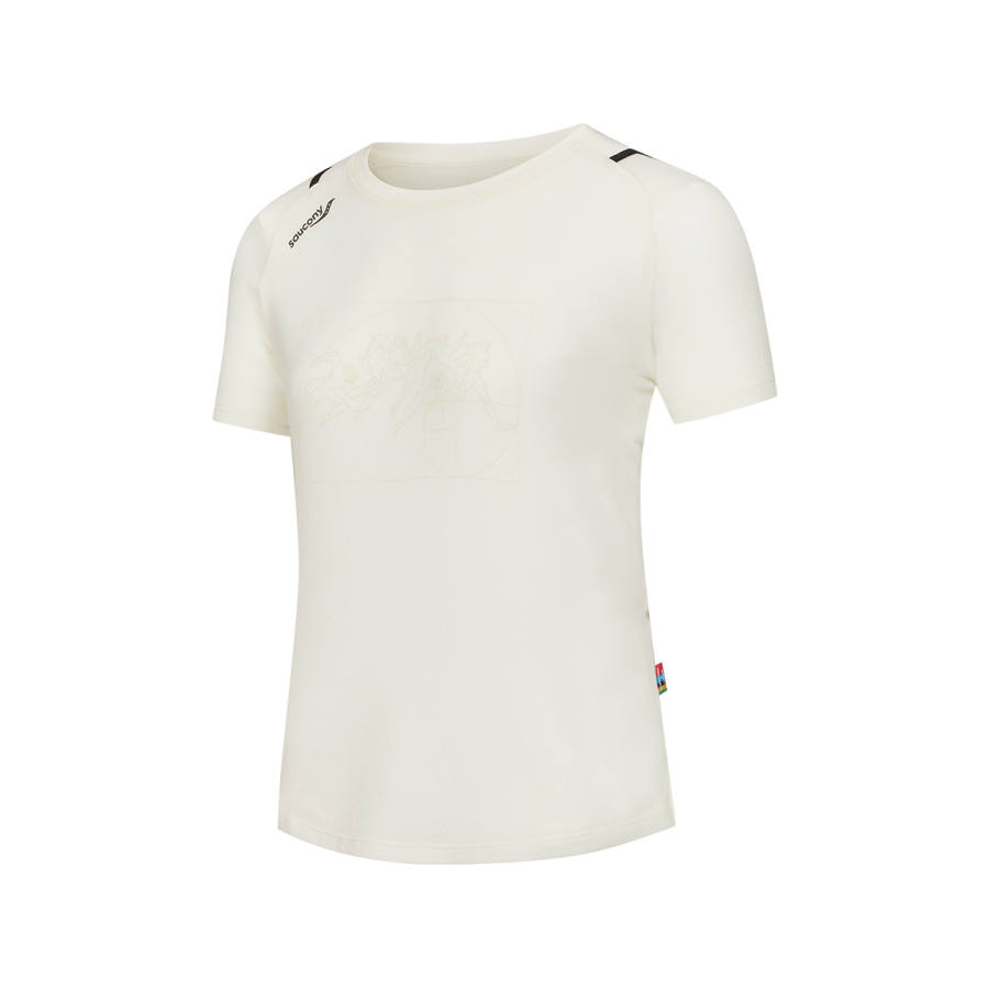 Saucony T Shirts Women's Cream White Crew Neck Moderate