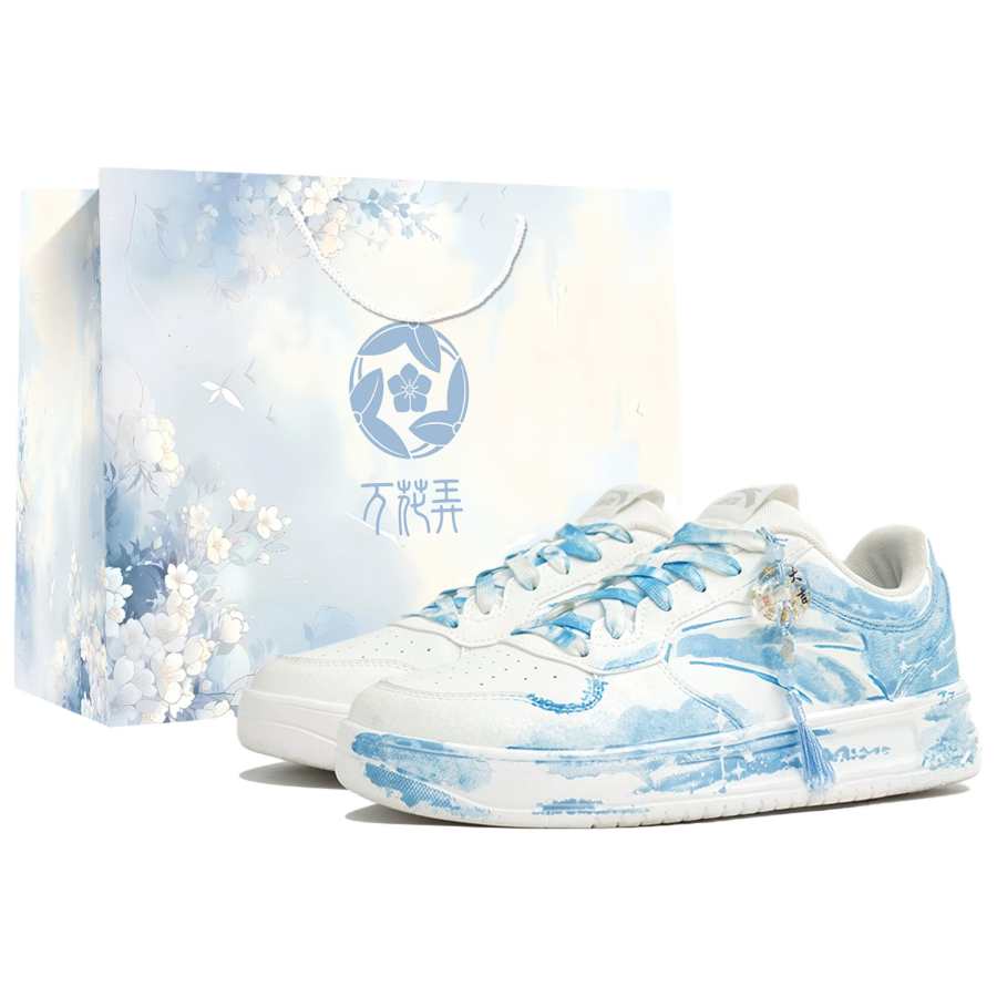 Anta Slip Resistant Cushioning Abrasion Resistant Low top Skateboard Shoes Unisex White Blue