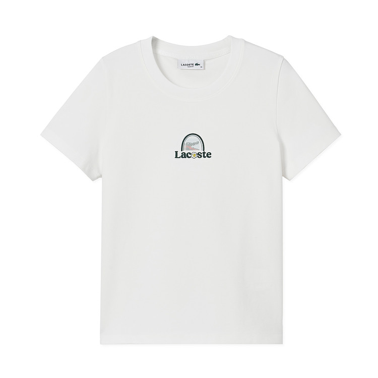 LACOSTE T Shirts Women's 70V/Ecru Crew Neck Moderate