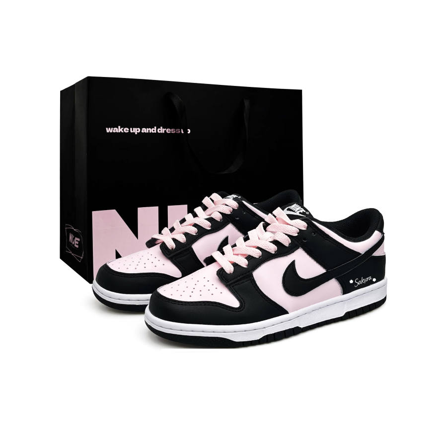 Nike Nike Dunk Cherry Blossom Berry Abrasion Resistant Lightweight Low top Skateboard Shoes Unisex Black Pink