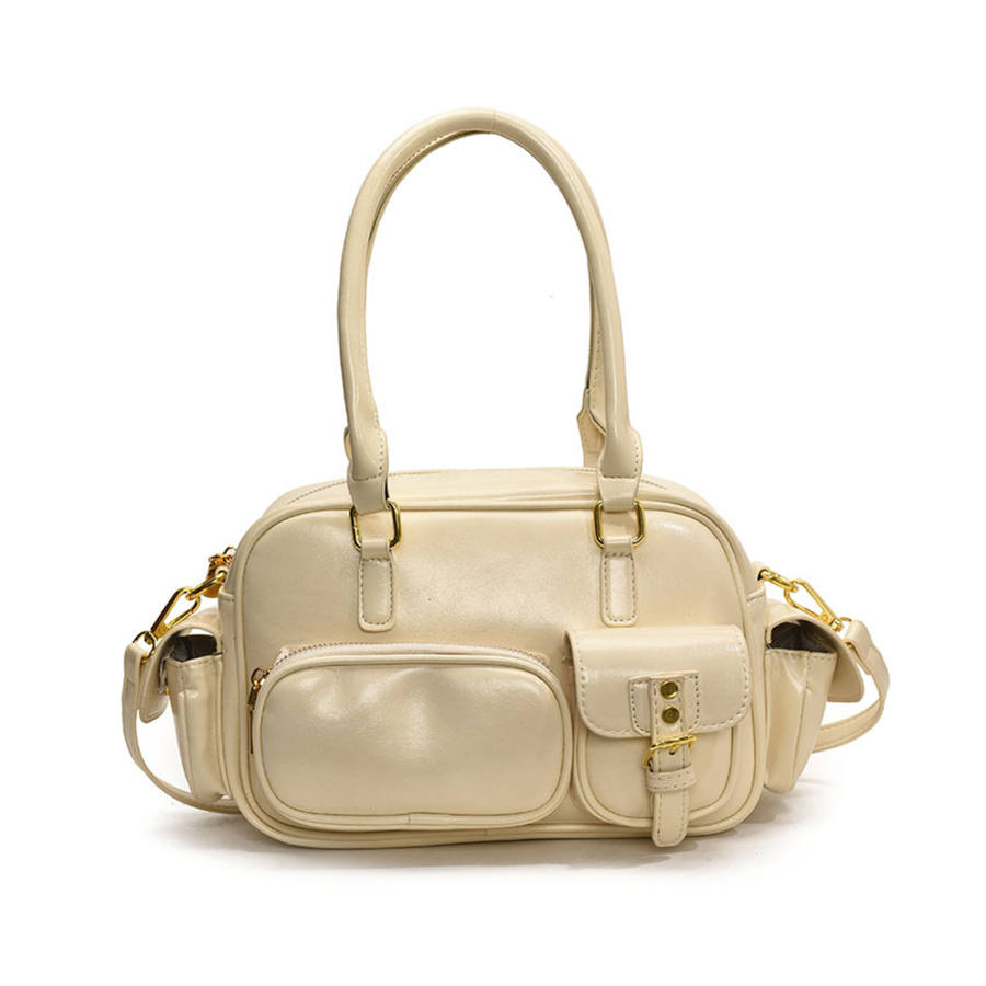 YALU Pu Handbag Women's White/Black/Pink