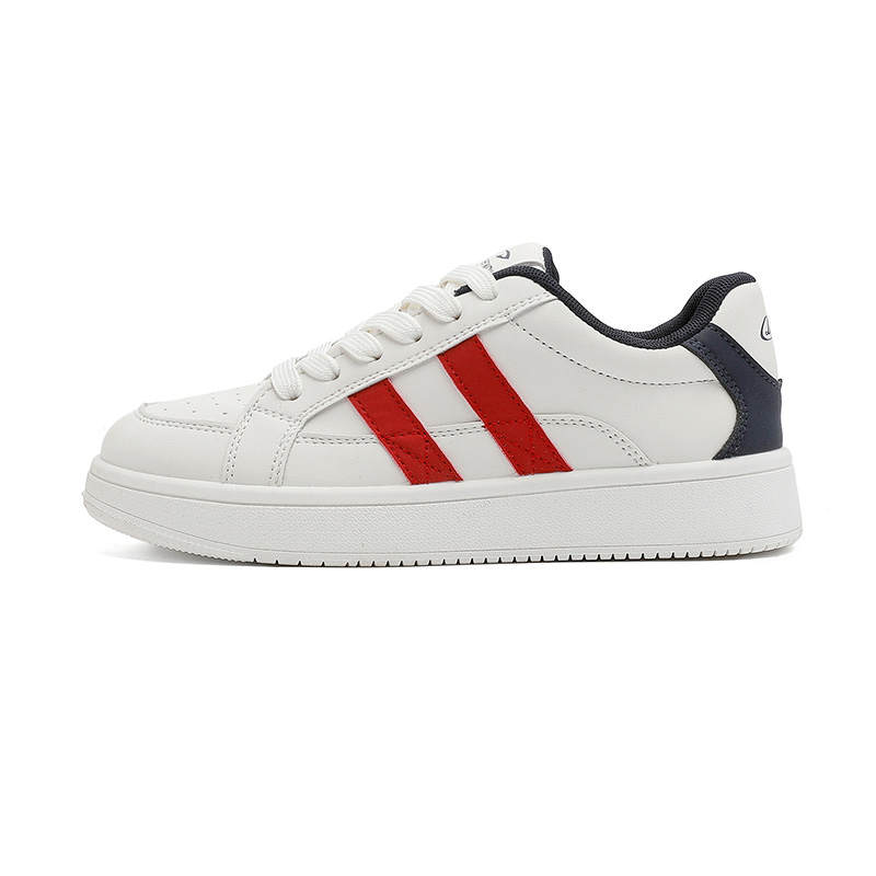 DEERWAY Lightweight Breathable Height Increasing Low top Skateboard Shoes Women's White Red