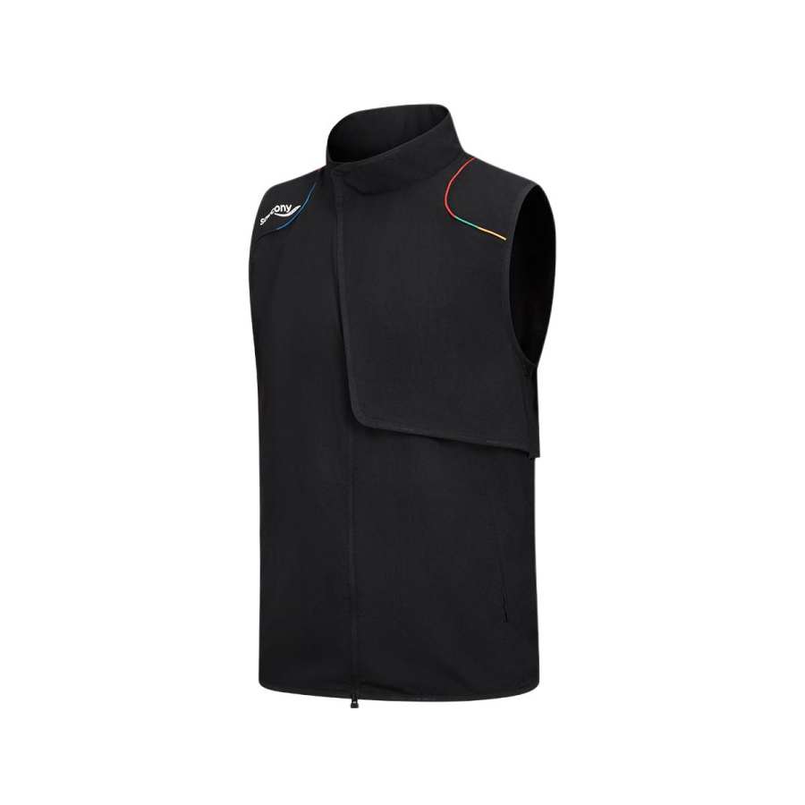 Saucony Vests Men's Dark Moon Black Stand Collar Moderate Other