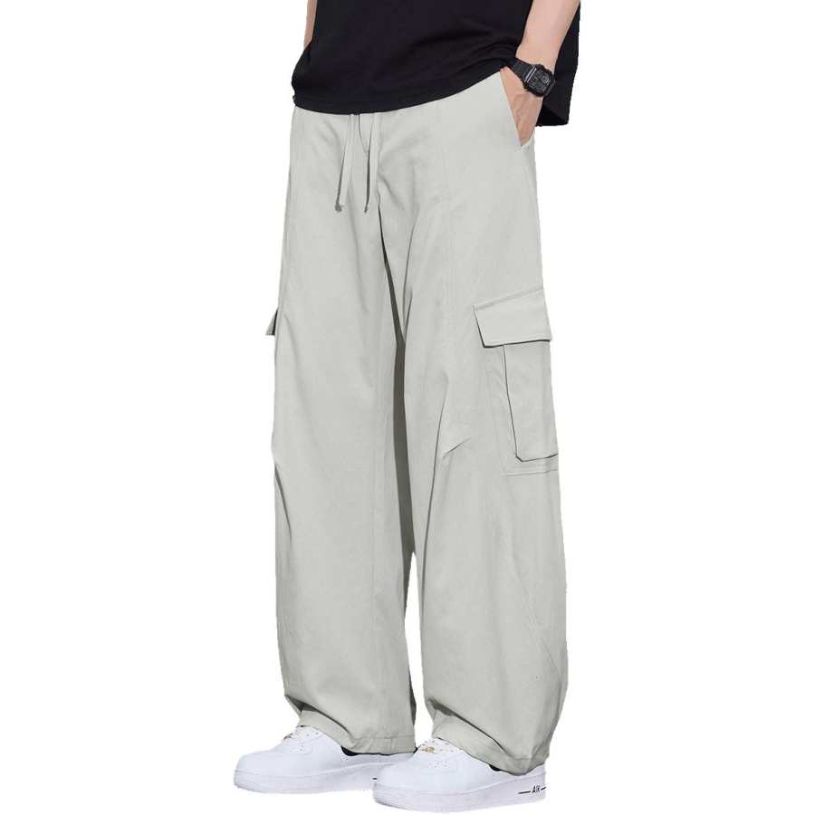 Tonlion Casual Pants Unisex Thin Wide Leg Pants