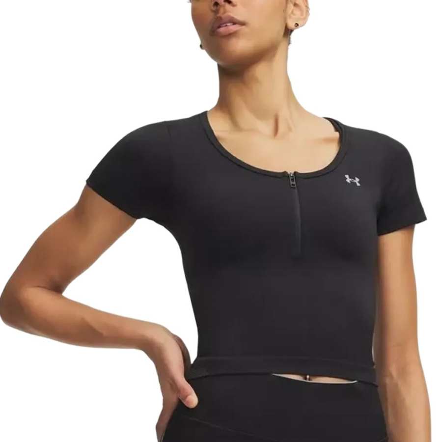 Under Armour T Shirts Women's Black Crew Neck Moderate
