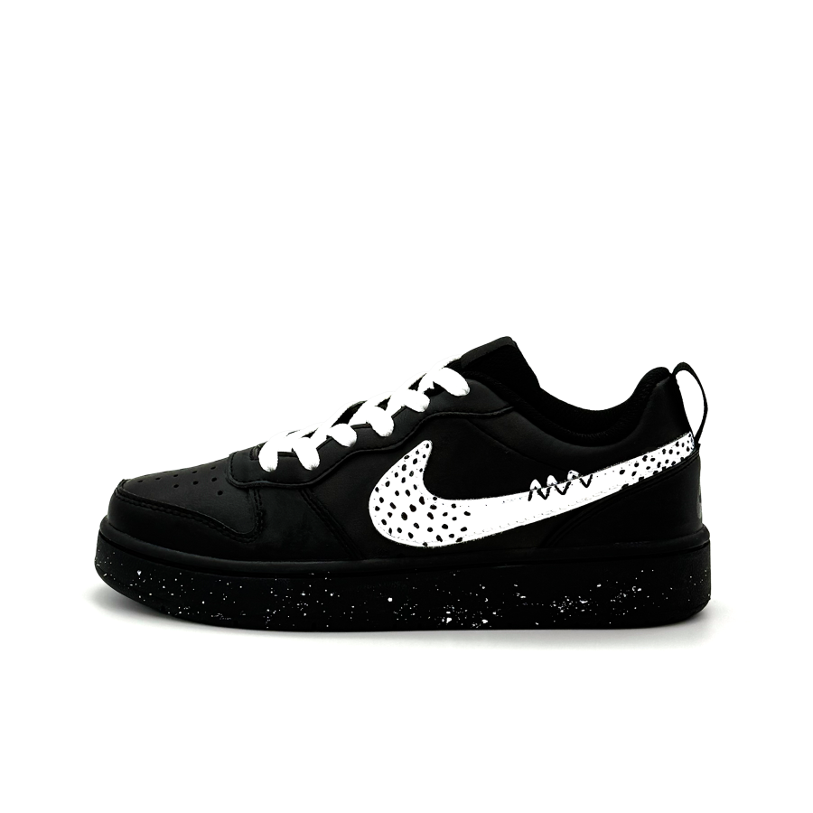 Nike Nike Court Borough Jasminum Sambac Variegatum Leather Slip Resistant Low top Kids' Skateboarding Shoes Black White