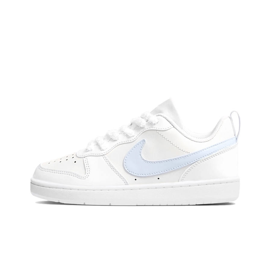 Nike Nike Court Borough White Jade Ice Blue Leather Slip Resistant Low top Kids' Skateboarding Shoes Light Blue Teenagers