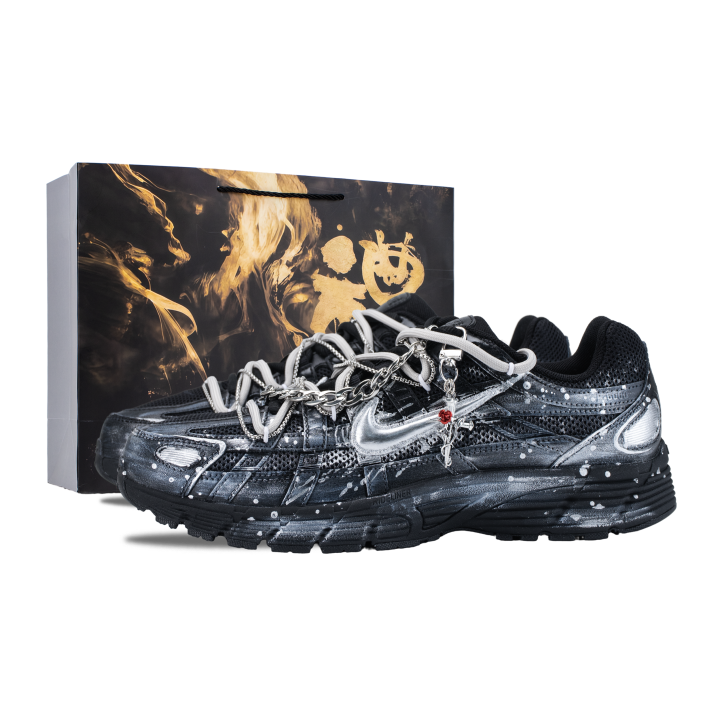 Nike Nike P 6000 Cushioning Abrasion Resistant Slip Resistant Low top Highway Running Shoes Unisex Silver Black