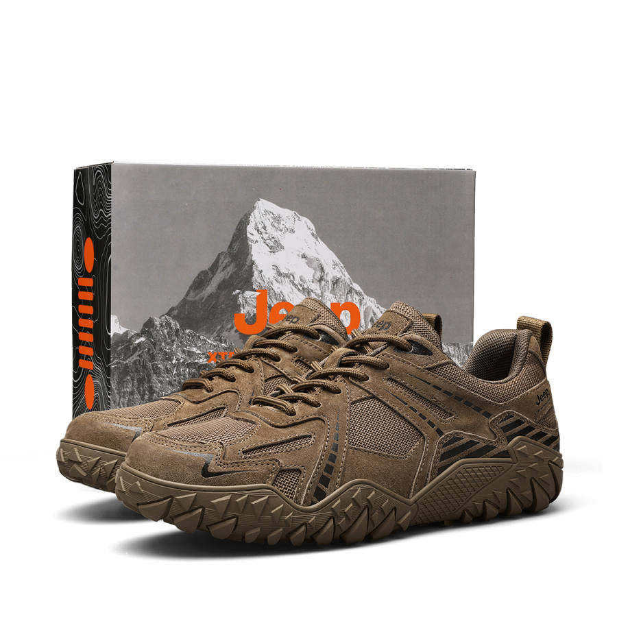Jeep Cushioning Abrasion Resistant Breathable Lightweight Height Increasing Low top Outdoor Shoes Men's