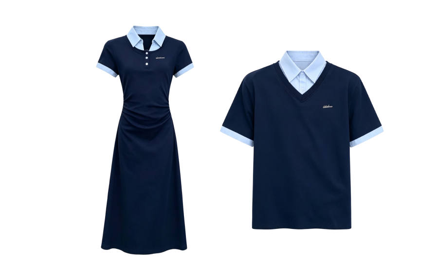 TUSHIFEI Couple Sets Women's Polo Collar Moderate Long