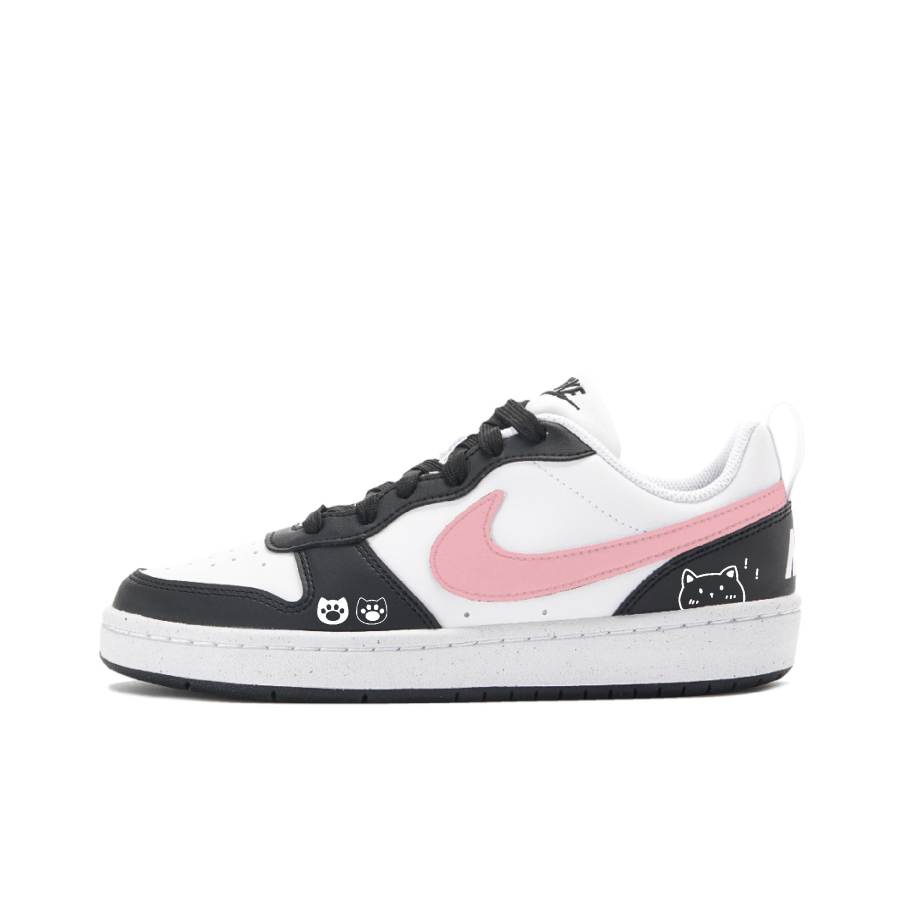 Nike Nike Court Borough 2 Cute Animal Journal Abrasion Resistant Slip Resistant Low top Skateboard Shoes Unisex Black Pink