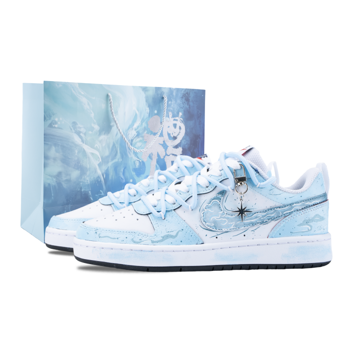 Nike Nike Court Borough Starry Cloud Wilderness Abrasion Resistant Slip Resistant Low top Skateboard Shoes Blue White