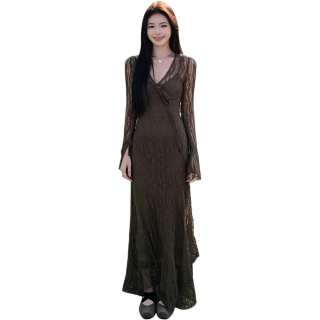 VENICEW Two Piece Skirt Sets Women's V Neck Thin Long