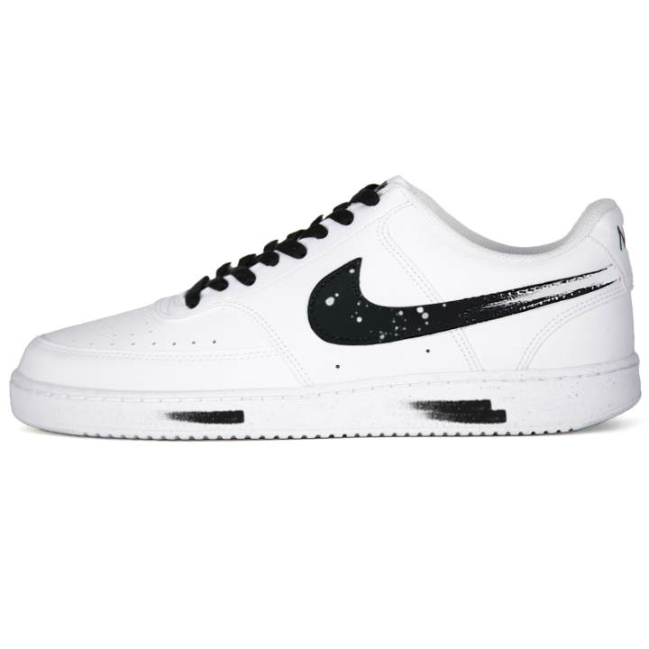 Nike Nike Court Vision Scratch Starry Sky Abrasion Resistant Low top Skateboard Shoes Unisex White Black