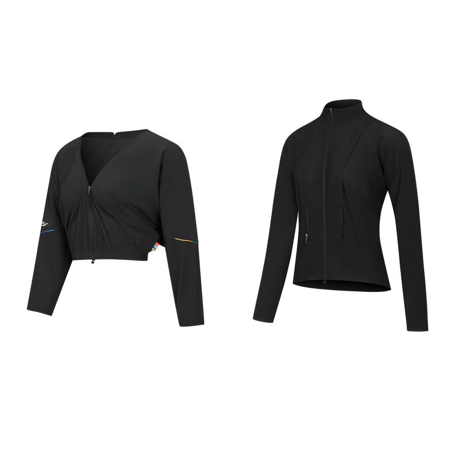 Saucony Jackets Women's Dark Moon Black Stand Collar Moderate Nipped In Waist