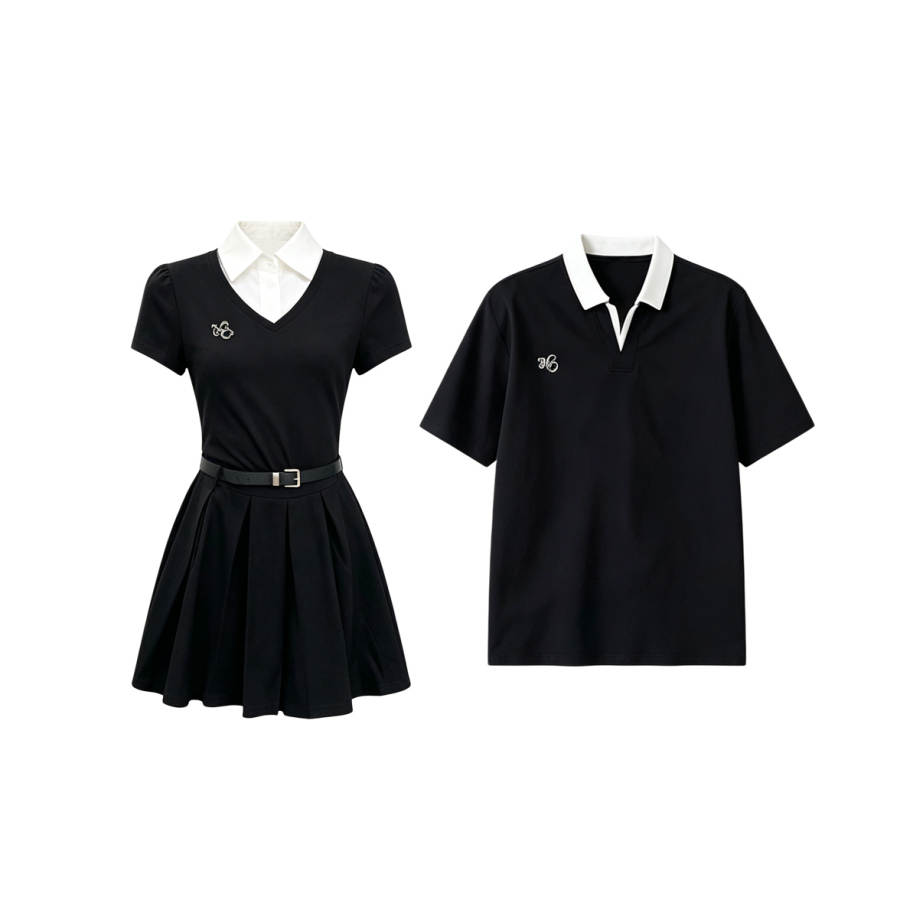 TUSHIFEI Couple Sets Women's Polo Collar Moderate Short