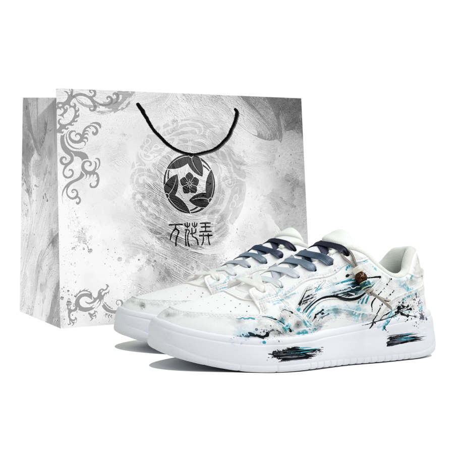 Li-Ning Li Ning Sycee Cushioning Abrasion Resistant Low top Skateboard Shoes Men's White Blue Black