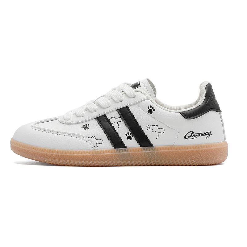 DEERWAY Lightweight Breathable Height Increasing Low top German Army Trainers Women's White Black