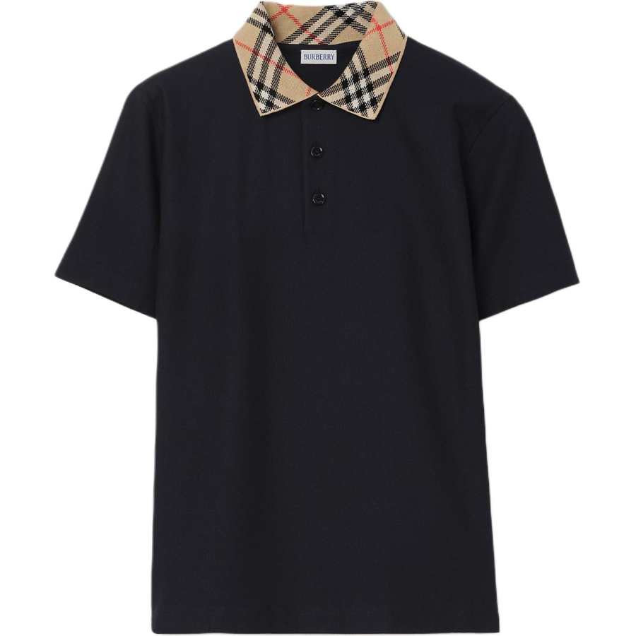 Burberry Polo Shirts Men's Marine Blue Polo Collar Moderate