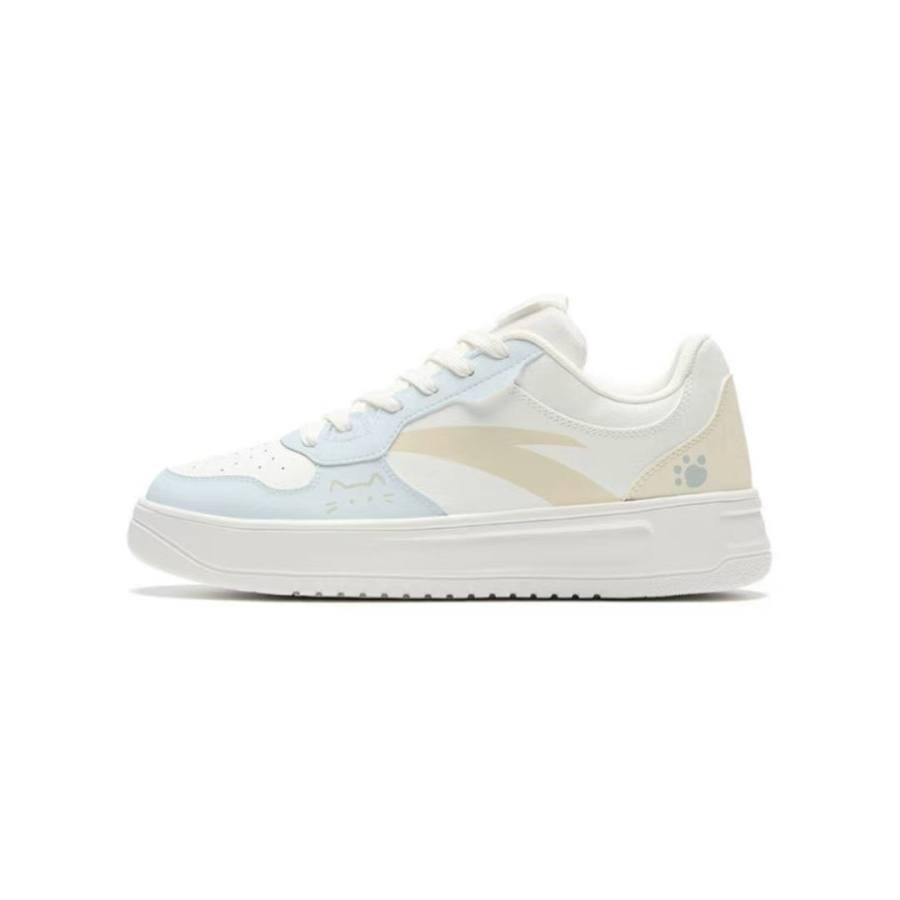 Anta Cat Paw Sweet Cake Color Block Blue Yellow, Niche, Campus Style Couple, White Sneakers Synthetic Leather Low top
