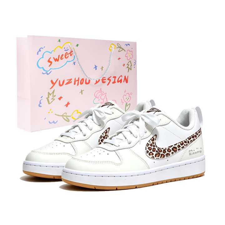 Nike Nike Court Borough 2 Candy Leopard Shopping Bag Casual Skate Shoes Women's