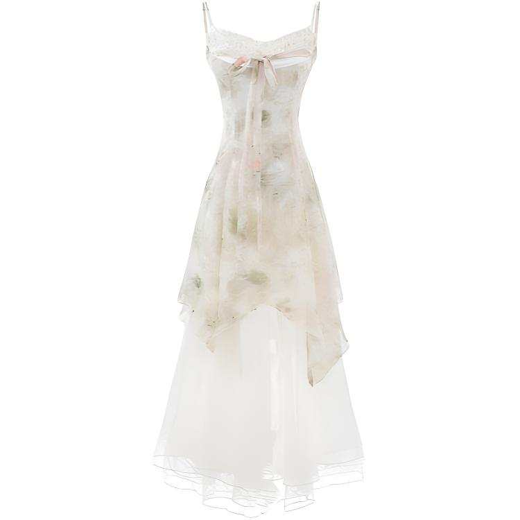 VENICEW Slip Dresses Women's Image Color Square Collar Thin Long