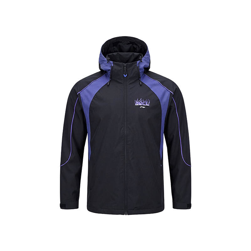 Li-Ning Li Ning Trench Coats Unisex Navy Black Blue Hooded Moderate