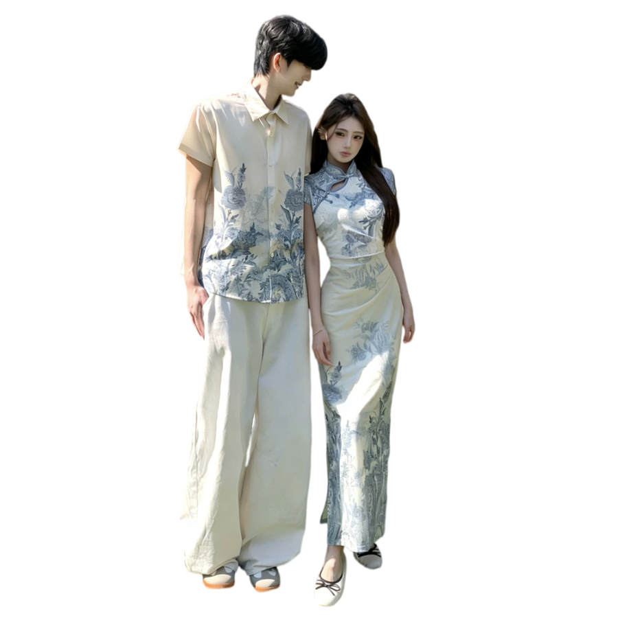 TUSHIFEI Couple Sets Women's Stand Collar Moderate Long