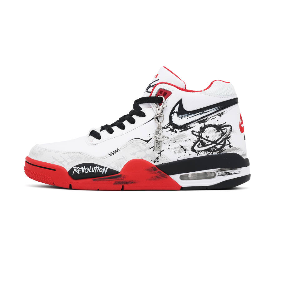Nike Nike Flight Legacy Fiery Star Halo High top Vintage Basketball Shoes Men's Black Red