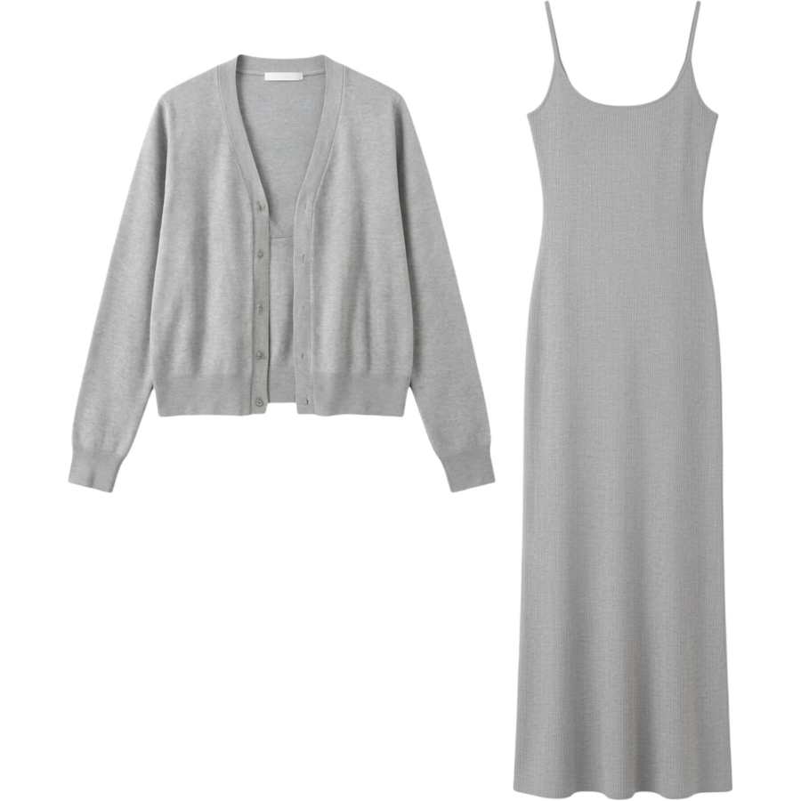 CHARM GLOW Two Piece Skirt Sets Women's V Neck Moderate Mid Length