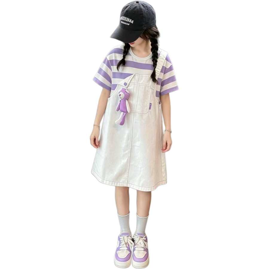 PLANDOO Kids Two Piece Skirt Sets Crew Neck Moderate Mid Length