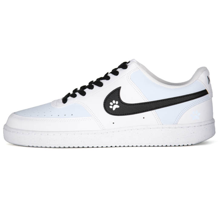 Nike Nike Court Vision Blue Bear Abrasion Resistant Low top Skateboard Shoes Unisex White Blue