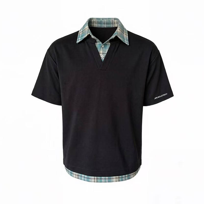 MUSCLETECH Polo Shirts Unisex Polo Collar Moderate Mock Two Piece