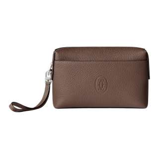 CARTIER Cow Leather Clutch Unisex Black Pepper Gray