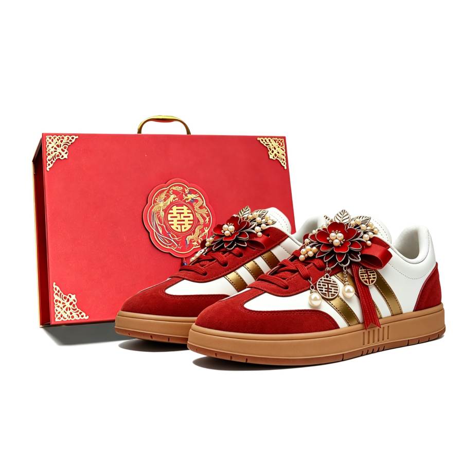 Adidas Adidas Gradas Years Of Joy Coverage Abrasion Resistant Slip Resistant Low top Skateboard Shoes Unisex Red White