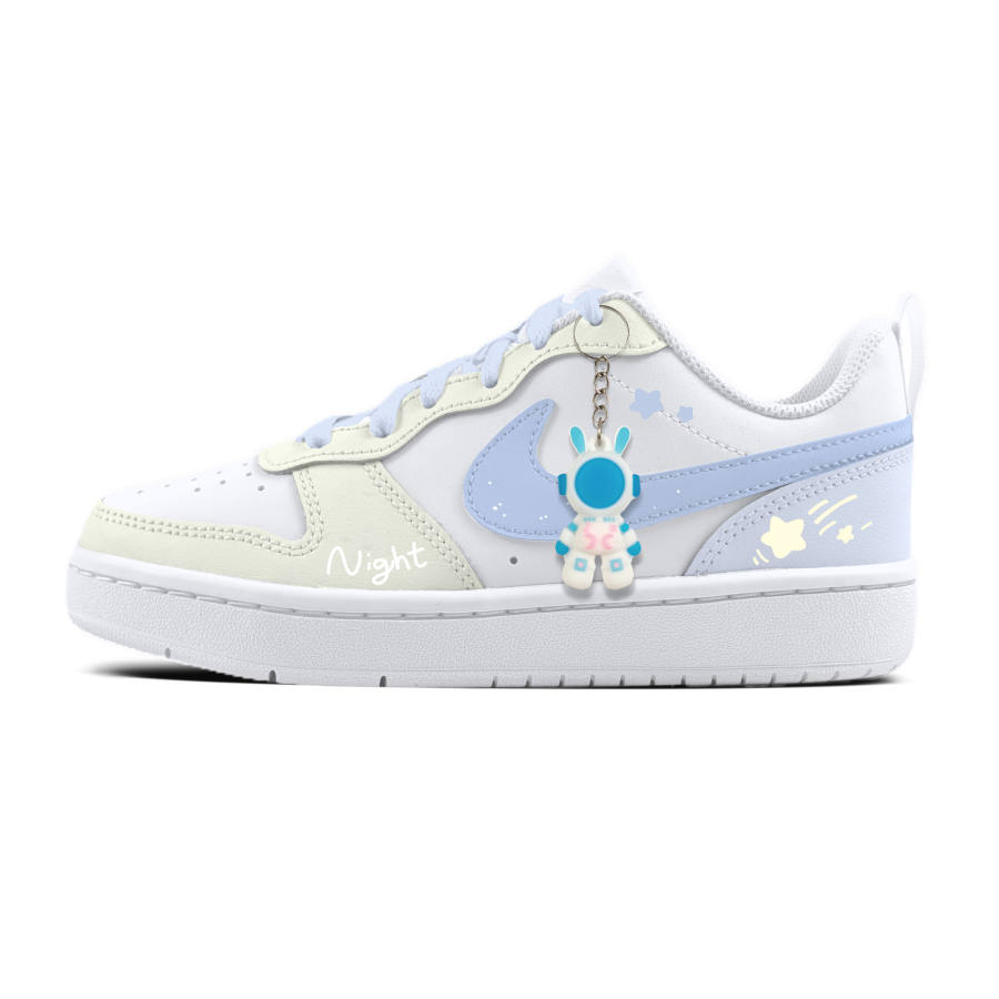 Nike Nike Court Borough Cyan Crossing Moon Leather Kids' Skateboarding Shoes White Unisex