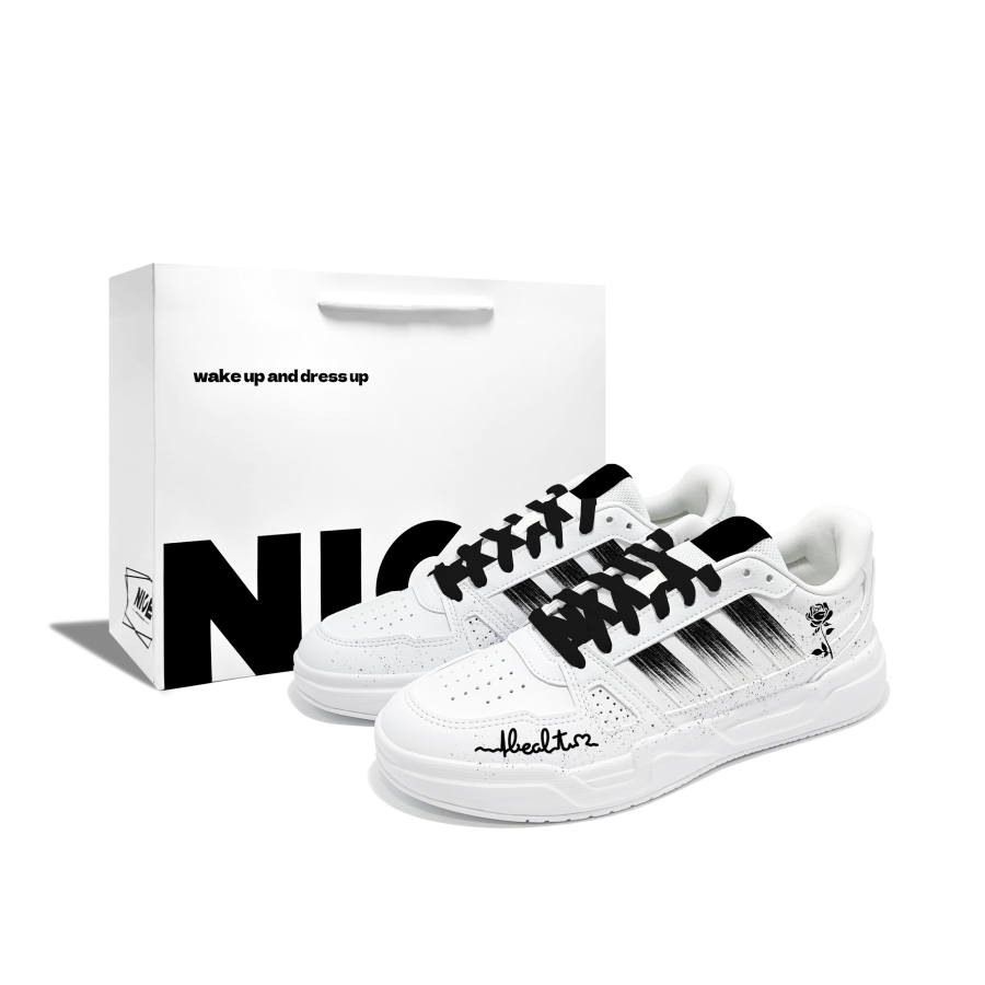 Adidas Adidas LITE BALLER Black Rose R Pu Cushioning Abrasion Resistant Slip Resistant Low top Skateboard Shoes Unisex White