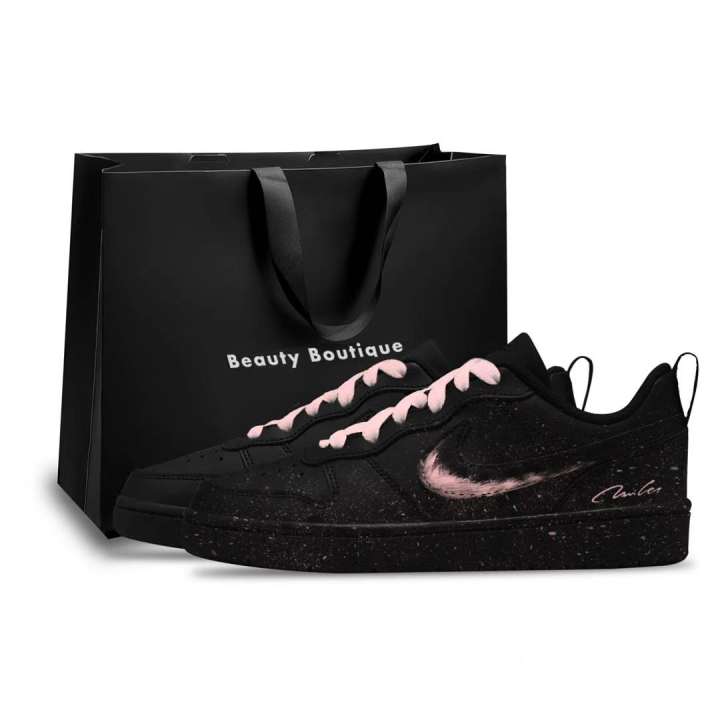 Nike Nike Court Borough Pink Momonga Synthetic Leather Slip Resistant Cushioning Abrasion Resistant Support Low top