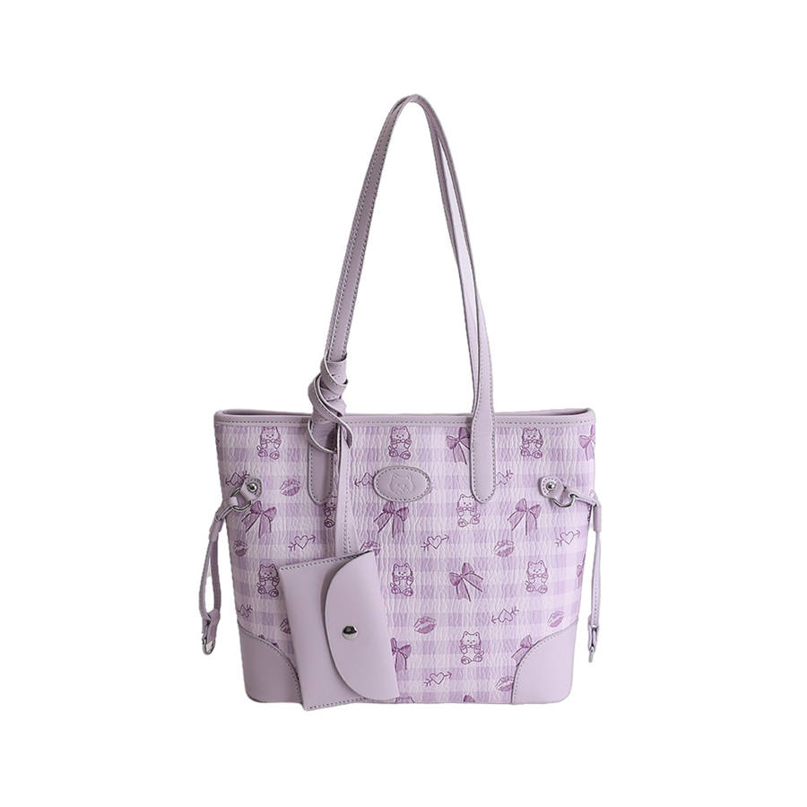 YALU Pu Handbag Unisex Purple/Beige/Pink