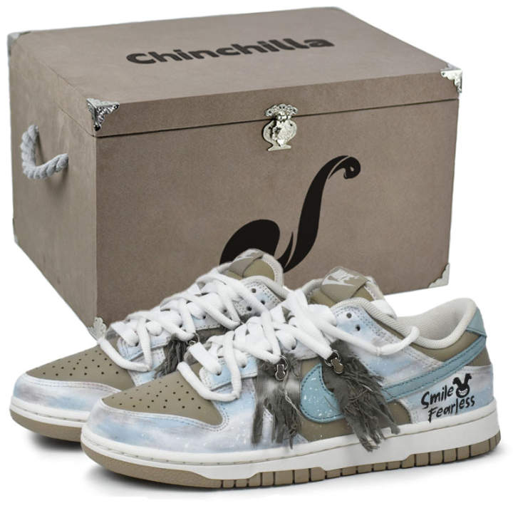 Nike Nike Dunk Slip Resistant Abrasion Resistant Low top Skateboard Shoes Men's Brown Blue White