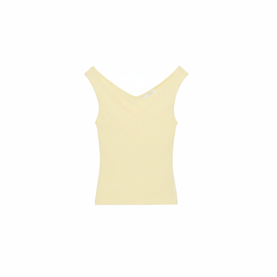 ZARA Tank Tops Women's Light Yellow V Neck Other