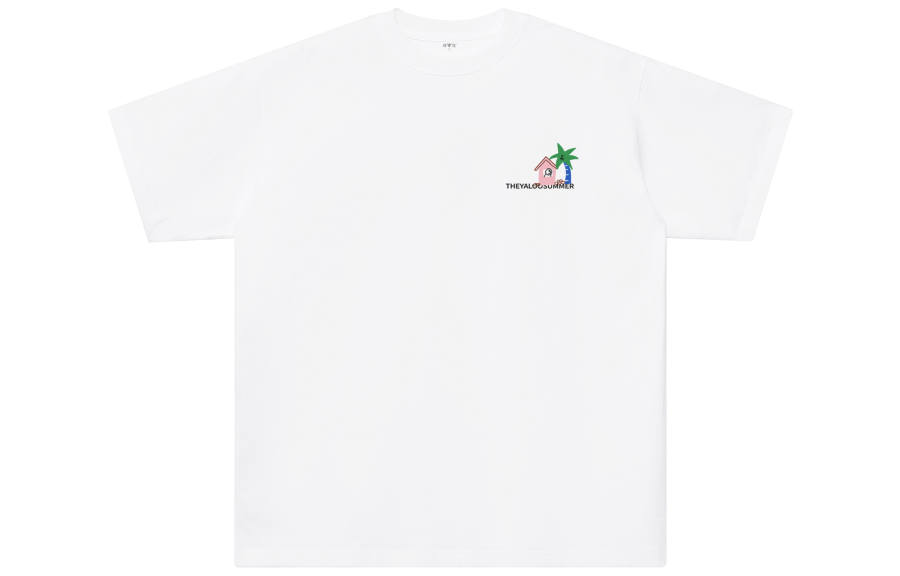 YALU T Shirts Unisex White Crew Neck Moderate Straight Fit
