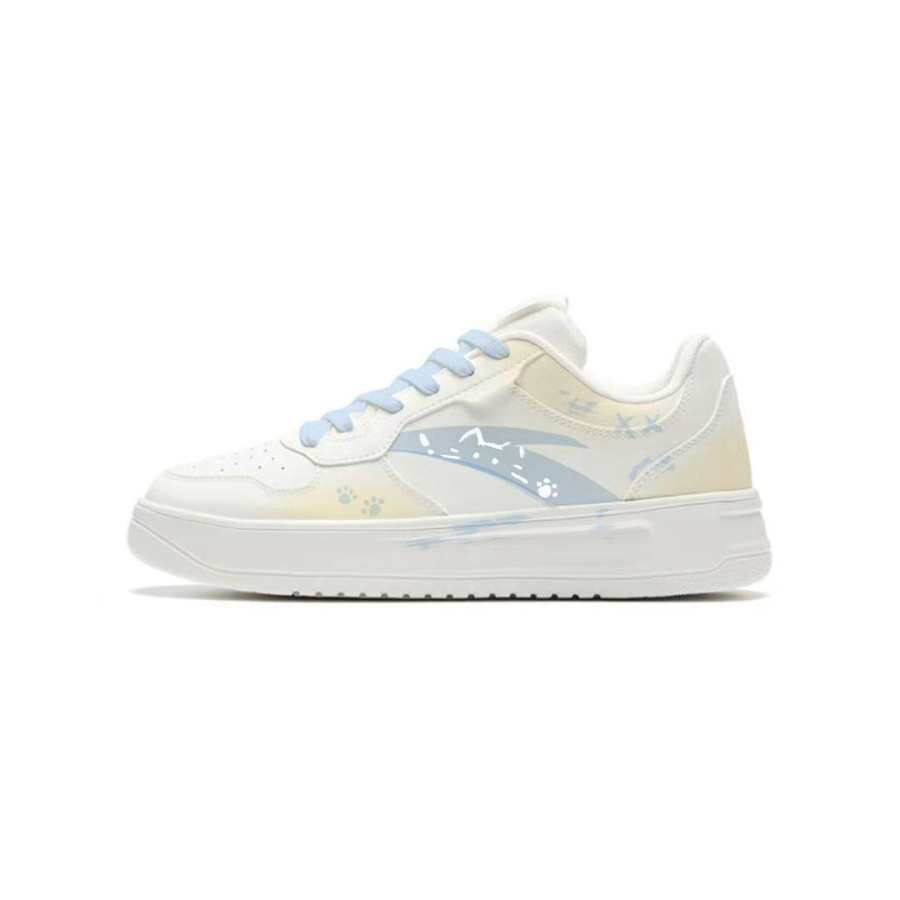 Anta Cat Head Yellow Blue, Niche, Campus Style Couple, White Sneakers Synthetic Leather