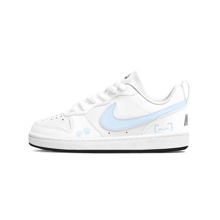 Nike Nike Maris Sal Kitten Synthetic Leather Abrasion Resistant Slip Resistant Low top Kids' Skateboarding Shoes Light Blue