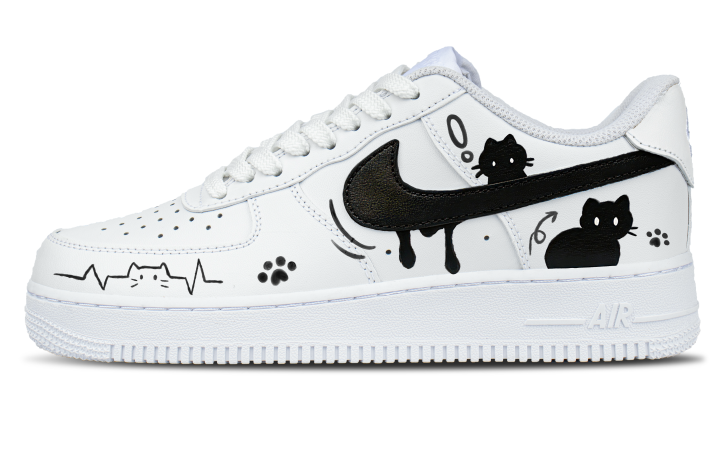 Nike Nike Air Force Synthetic Leather Abrasion Resistant Low top Skateboard Shoes Women's White Black
