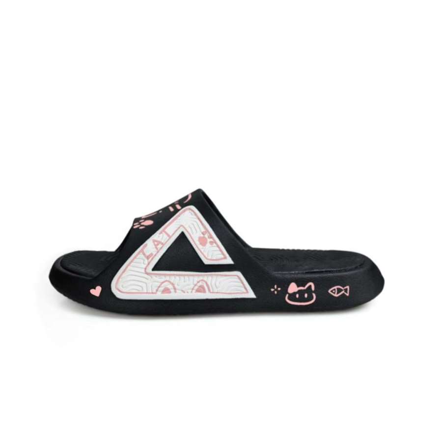 PEAK EVA Quiet Slip Resistant Abrasion Resistant Slide Slippers Unisex Black White
